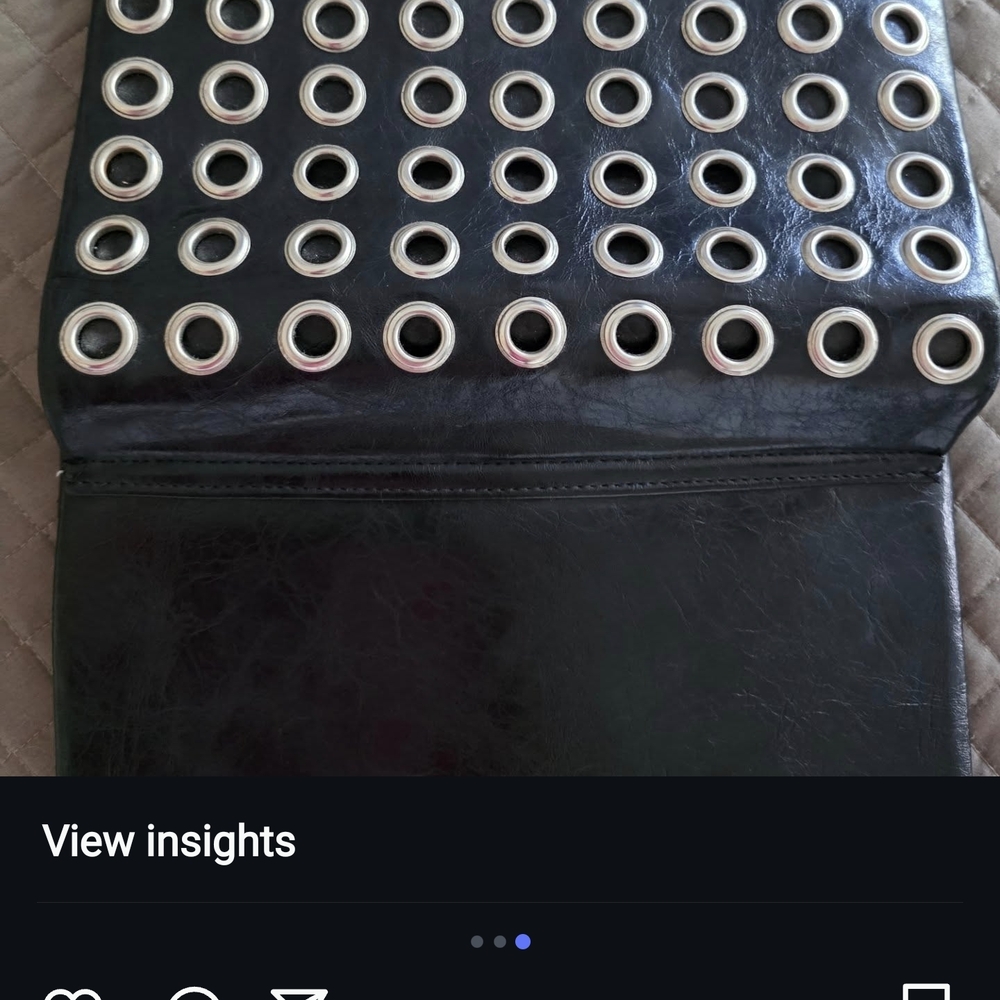 Black Clutch with Silver Grommets - Picture 3 of 6